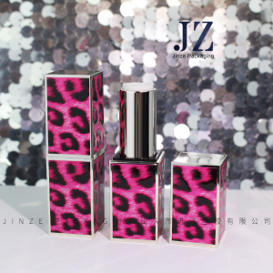jinze stock goods pink leopard print square lipstick container tube packaging 