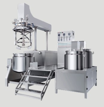 Hydraulic double column lifting vacuum emulsifying machine for cosmetic body lotion cream mixer 