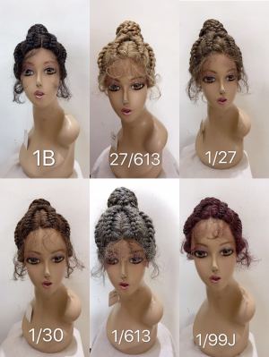 Hot sale Japanese fiber braided lace wig for black women synthetic hair braided wigs top quality 