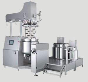 Automatic cosmetic cream manufacturing hydraulic double column lifting vacuum emulsifying machine 