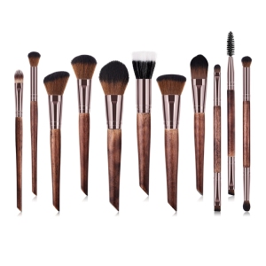 Best Quality Makeup Products Beauty Make Up Brushes 11pieces Luxury Brown Wood Handle Professional Makeup Brush Set/makeup sets