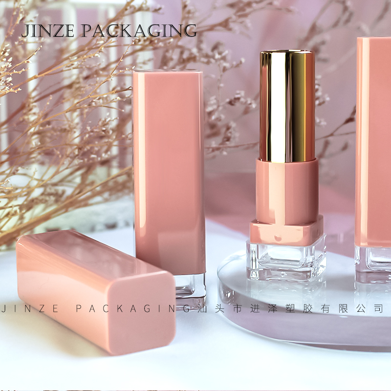 stock goods pink custom empty square lipstick tube case low moq packaging