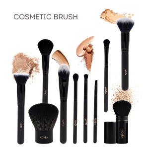 Private Logo professional 10piece Soft Synthetic hair Black handle Cosmetic Makeup Brush set 