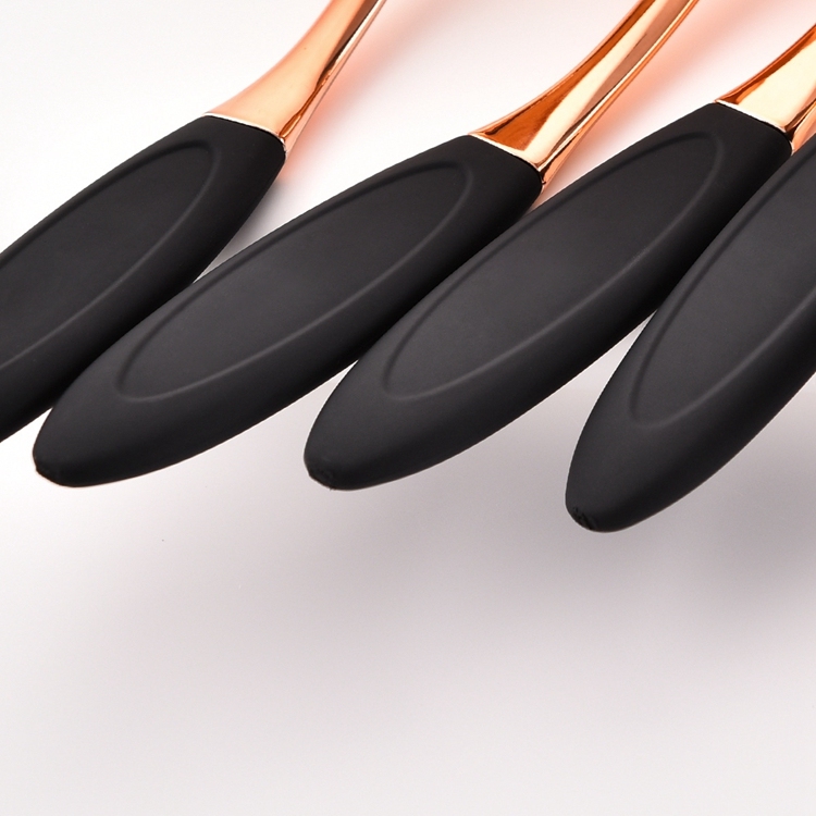 10pcs Black Rose Gold Professional Oval Toothbrush New Fashionable Super Soft Makeup Brush Set Private Label