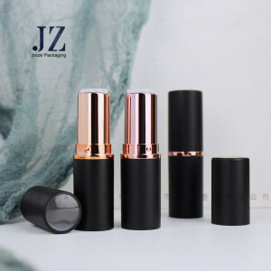 Jinze transparent top matte black empty lipstick tube container with gold color inner 
