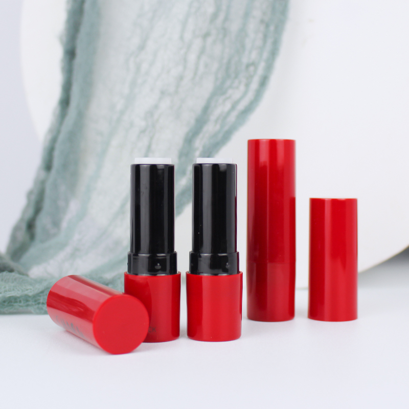 Jinze shiny red round shape custom color lipstick tube lip balm container 3.5g capacity 