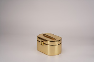 golden leather cosmetic box with handle 
