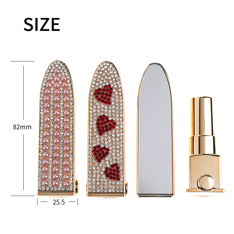 Jinze sail shape gold color sticker pearl/corduroy/paster empty lipstick tube with mirror 