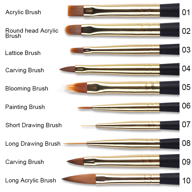 1Pc Nail Art UV Brushes Professional Painting Pen Mixed Shape French Nail Brush Nail Art Design