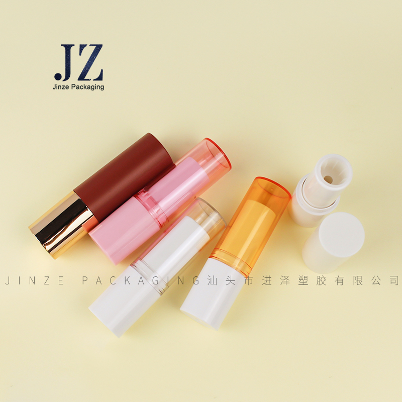 Jinze matte finish with gold inner round shape lip balm tube lipstick container 