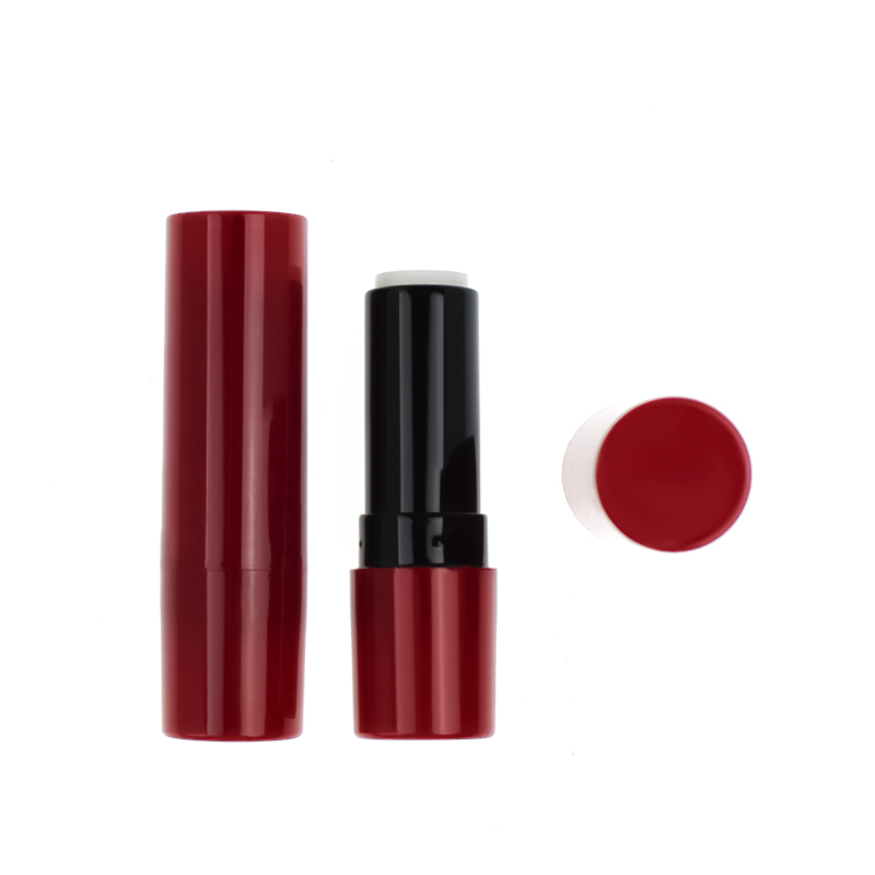 Jinze shiny red round shape custom color lipstick tube lip balm container 3.5g capacity 