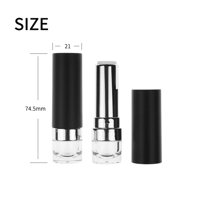 Jinze round shape matte black transparent bottom lipstick tube lip balm container 