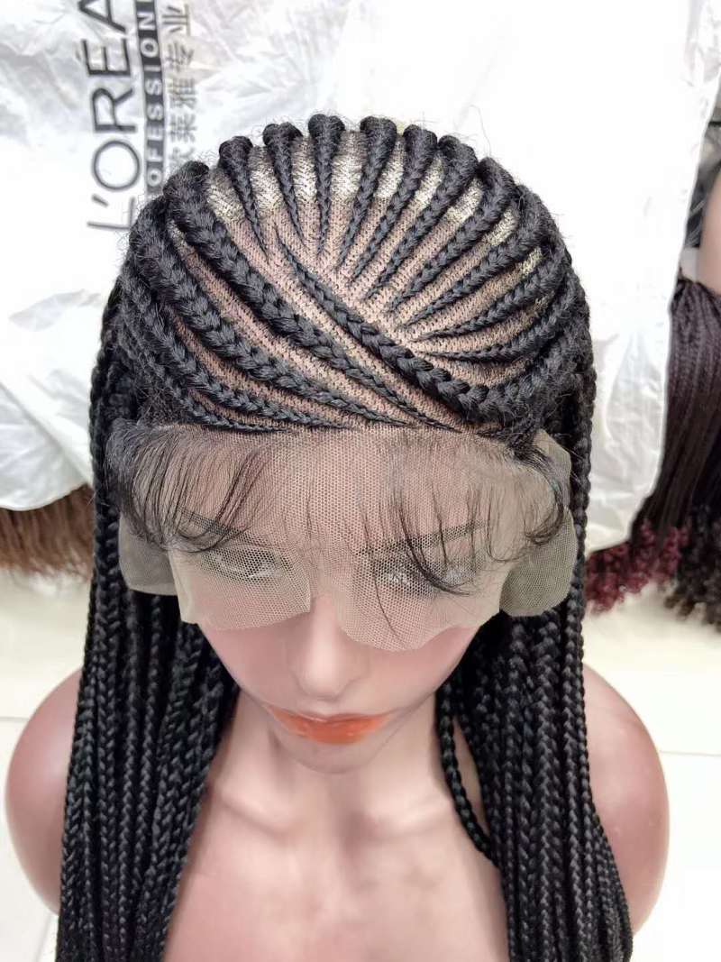 Expression Braiding Hair crotchet braid hair synthetic wigs micro braids hand made black lace front senegalese twist braided wig