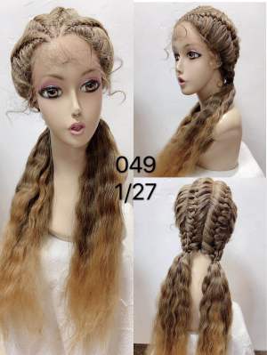 Synthetic fulani cornrow braid lace front wigs higher temperature resistant fiber wig braided wigs