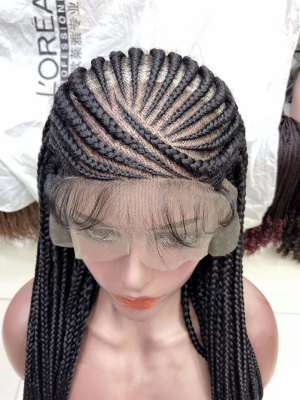 Luxury fiber Japanese synthetic million with baby hair braided wig 