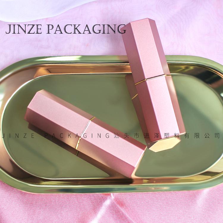 jinze hexagon marble custom color lipstick container lip balm tube