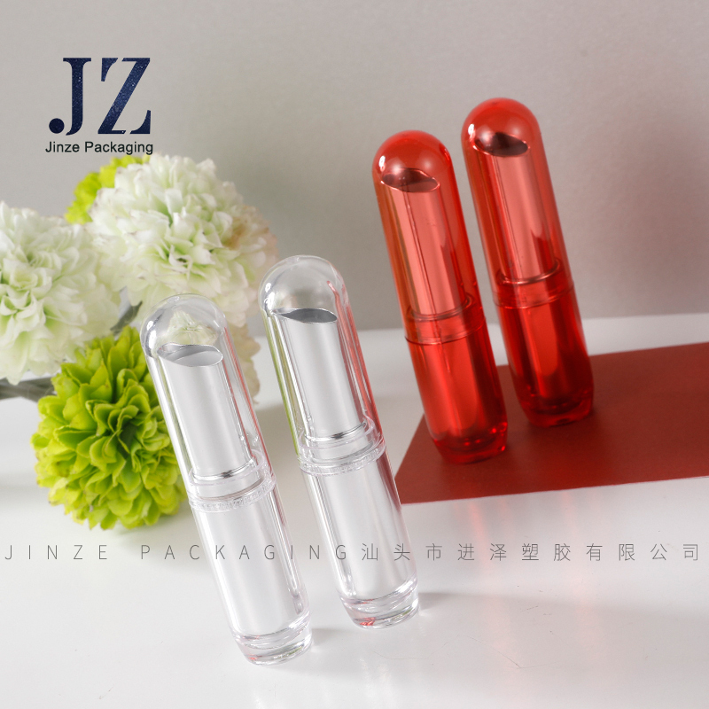 Jinze transparent neon aluminum/plastic round lip balm tube lipstick container