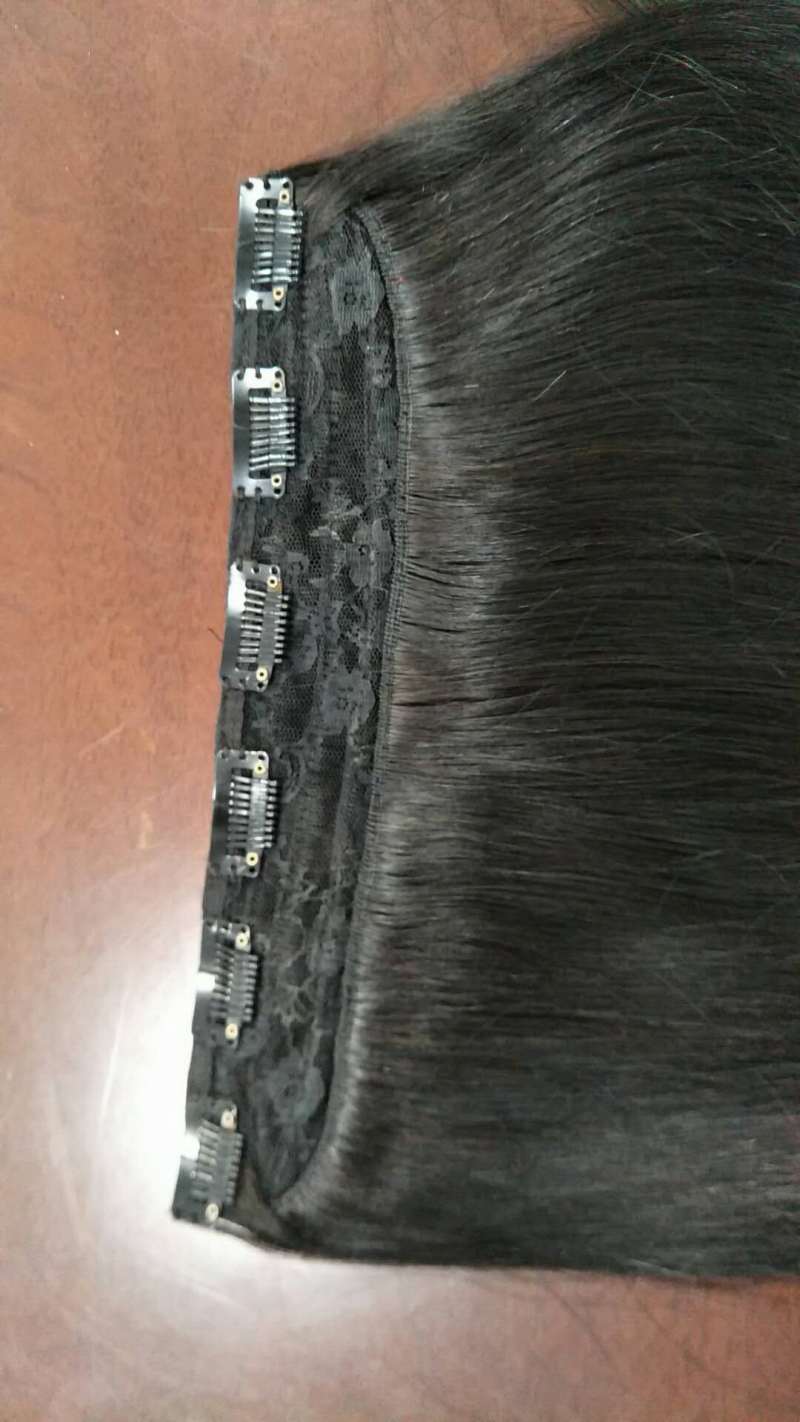 Virgin cuticle PU invisible clip in hair extension 