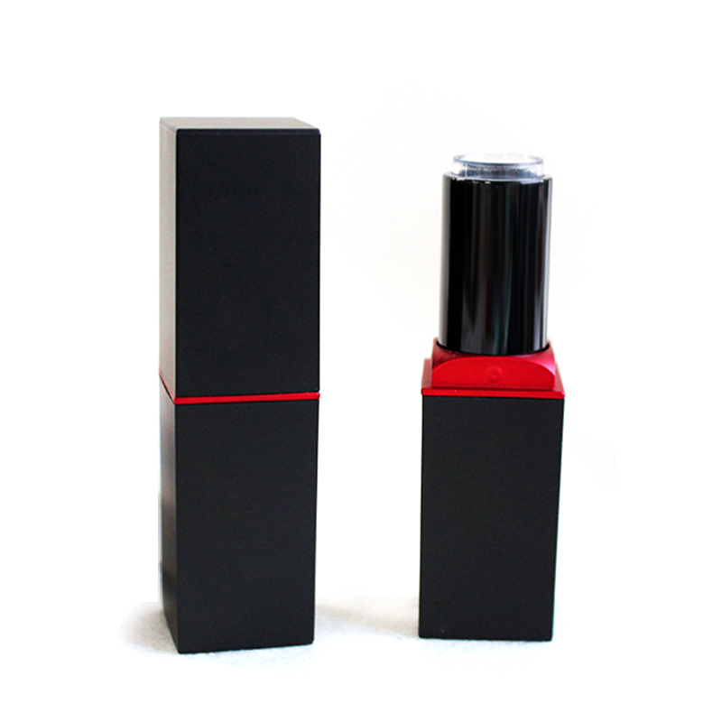 jinze high quality plastic custom empty black and red square lipstick container lip balm tube 