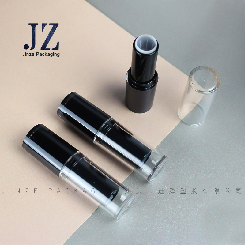 Jinze round shape transparent/gold custom color lipstick tube lip balm container for men 