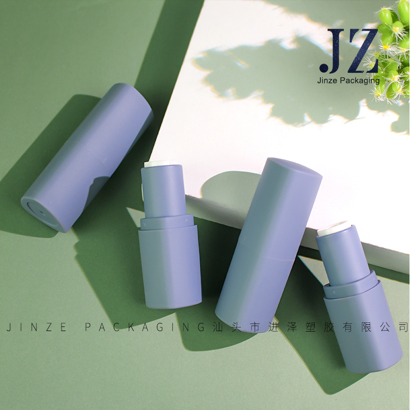 wholesale triangle morandi blue rubber solution lip balm container lipstick tube packaging 