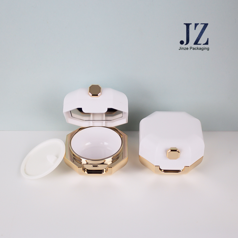 jinze white and gold color lip balm container lipstick case with mirror and brush