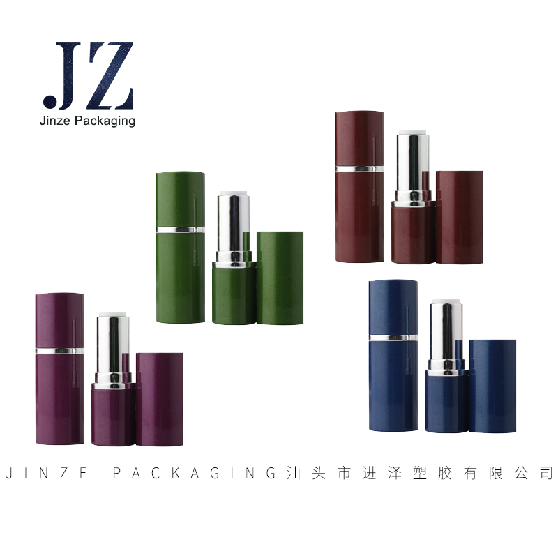 jinze oval shape shiny blue color lip balm container lipstick tube packaging