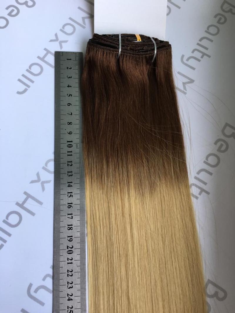 Custom Ombre Color Human Hair Weft Extensions 