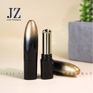 jinze triangle bullet shape rose gold or gold gradient black color air tight lipstick tube lip balm container 