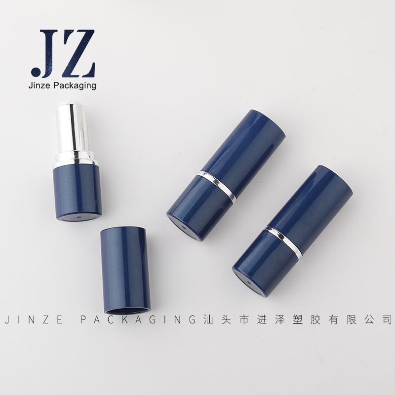 jinze oval shape shiny blue color lip balm container lipstick tube packaging