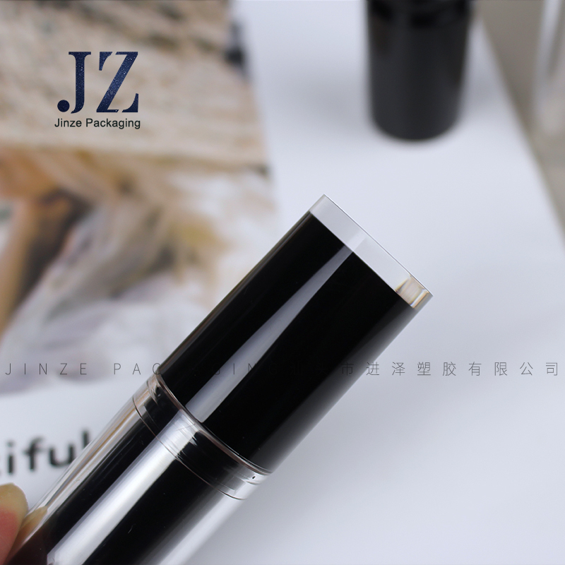 Jinze round shape transparent/gold custom color lipstick tube lip balm container for men 