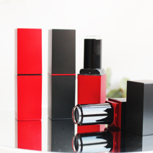 jinze high quality plastic custom empty black and red square lipstick container lip balm tube 