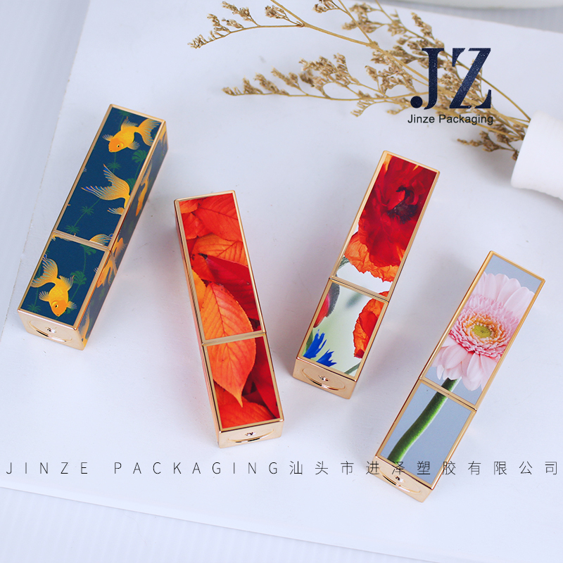 Free sample square ABS wholesale empty custom gold and 3d printing lipstick container lip balm tube