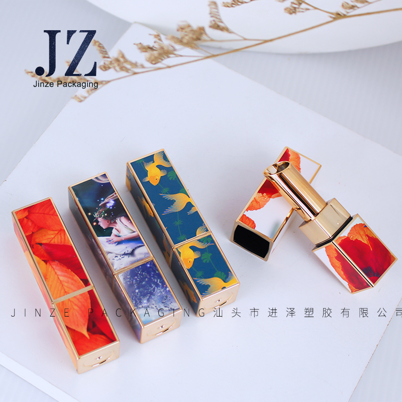 Free sample square ABS wholesale empty custom gold and 3d printing lipstick container lip balm tube