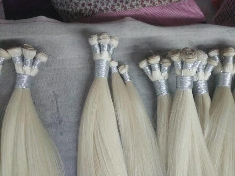 100%Cambodian virgin hair handtied weft remy cuticle hair blonde color bohyme hair Hantied weft 