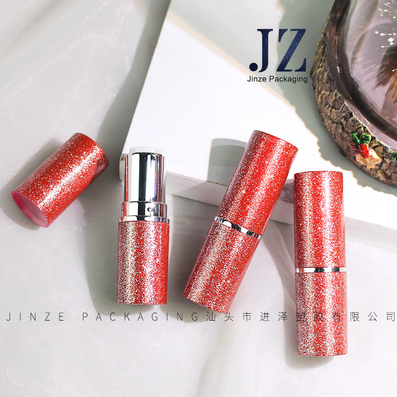 jinze round glitter luxury lipstick tube lip balm container packaging custom color