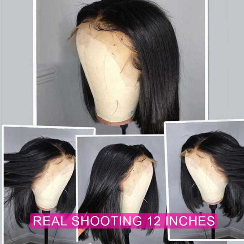 13x6 Bob Wig Lace Front Human Hair Wigs Pre Plucked Short Straight Frontal Wigs For black women 150 density