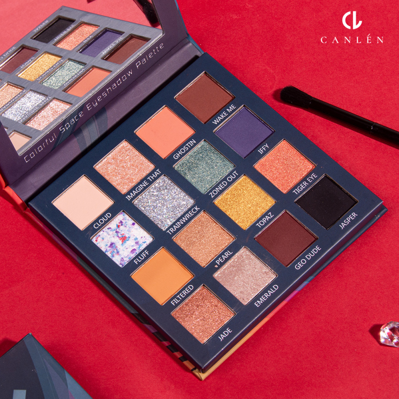 CANLEN Colorful Space eyeshadow Palette, High Pigment Long Lasting Eyeshadow Makeup Palette -16 Colors Eye Shadow Palette Matte Glitter Nude Natural Eye Shadow Pallette, Cruelty Free