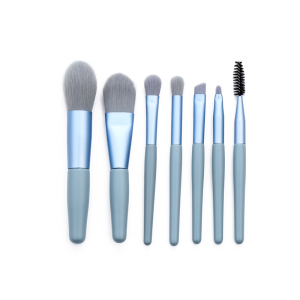 New Product Blue 7pcs Synthetic makeup brush set 