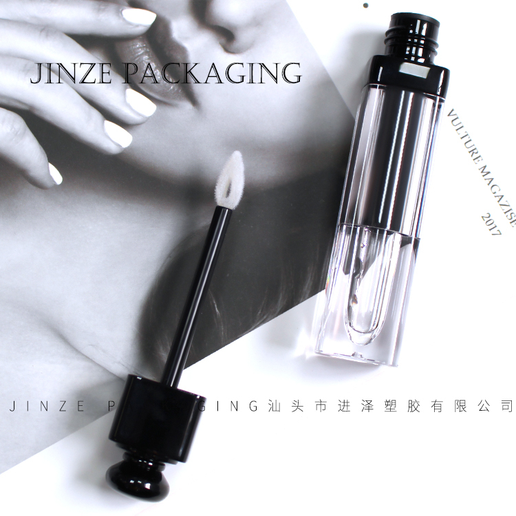 Customized plastic gradient black lipgloss tube containers packaging with brush