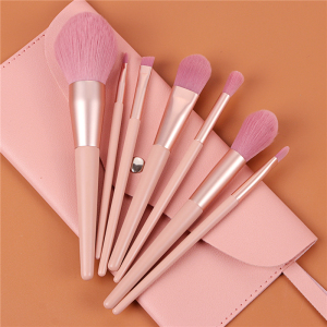 Wholesale Pink 7pcs Foundation Makeup brush set with PU pouch