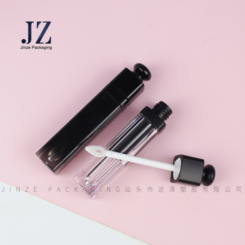 Customized plastic gradient black lipgloss tube containers packaging with brush