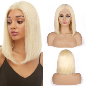 Vast High Quality Human Hair Swiss Lace Bob Style 613 Blonde Straight Front Lace Wig Short Bob Wigs 