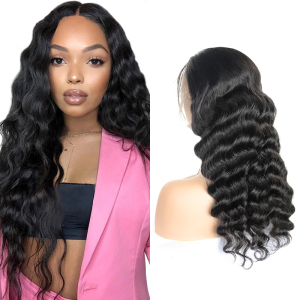Vast Indian Hair Vendor Cuticle Aligned Hair Wigs 360 Lace Frontal Wig Loose Deep Wave For Black Women Natural Color 