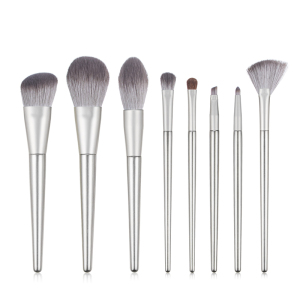 Custom logo Silver 8pcs Cosmetic makeup brush set 