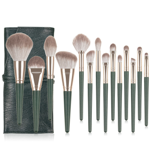 Professional custom 14pcs makeup brush set with PU pouch