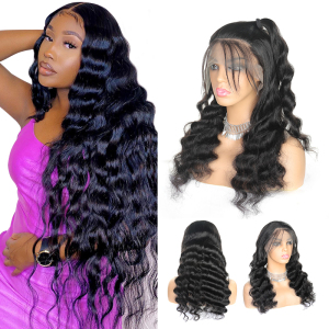 Vast Best Vendor Pre Plucked Loose Deep Wave Swiss 100% Human Hair Full Lace Wig 