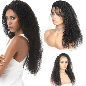 Vast Wholesale 150% Density Kinky Curly Front 4*4 Lace Human Hair Wig Natural Color Curly Brazilian Hair Lace Wig For Women 
