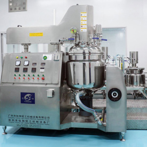 100L Cosmetic Cream Lotion Ointment Making Machine Vacuum Emulsifying Mixer With Hydraulic Lifting