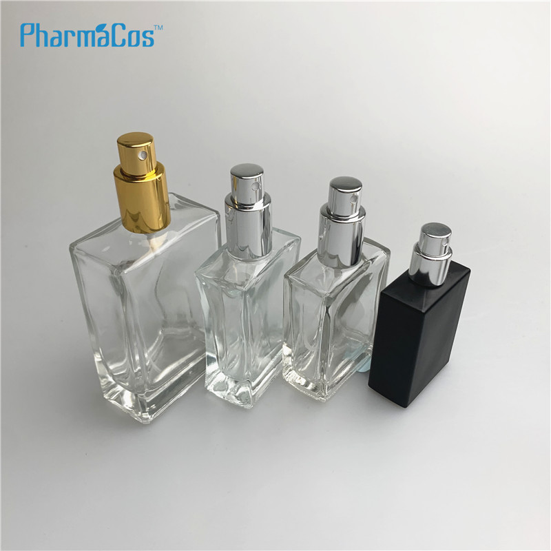 50ml Glass perfume bottle with silver pump cap 